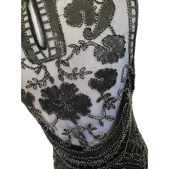 𝅺main Strip Beaded Sequin Dress Black Sleeveless Size L New With Tags - Picture 4 of 9